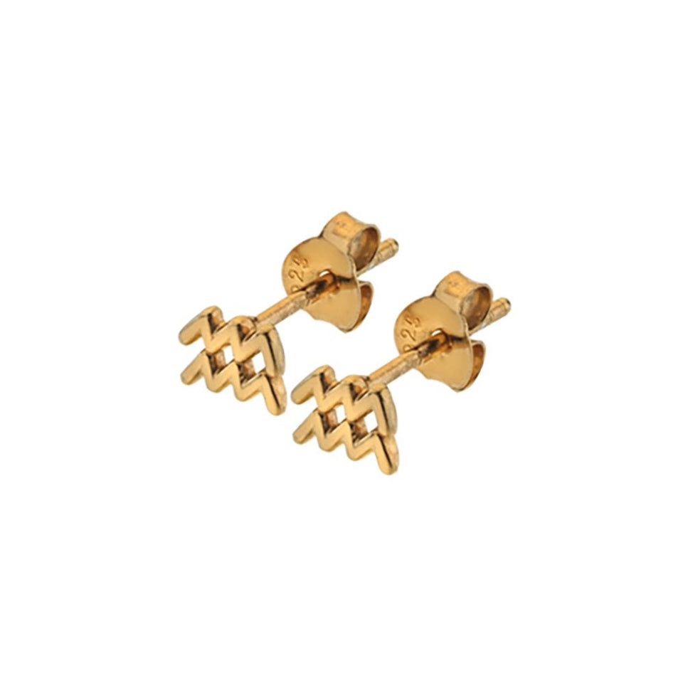 Francis & Gaye Gold Plated Silver Star Sign Earring - Aquarius