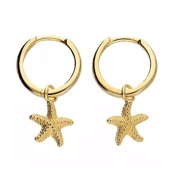 Francis & Gaye Gold Plated Silver Starfish Hinged Huggie Hoops