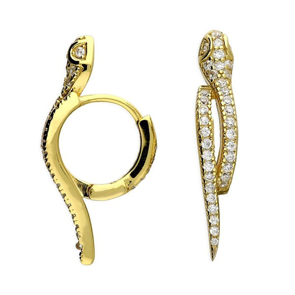 Francis & Gaye Gold Plated Silver Stone Set Snake Hoops