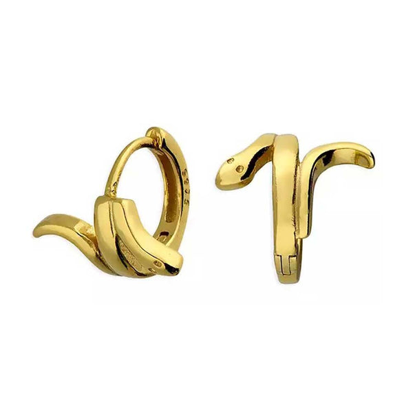 Francis & Gaye Gold Plated Sterling Silver Snake Hinged Hoops