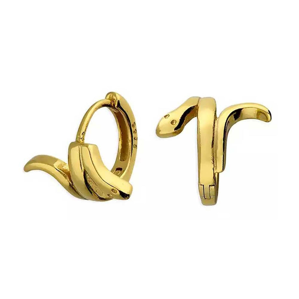 Francis & Gaye Gold Plated Sterling Silver Snake Hinged Hoops