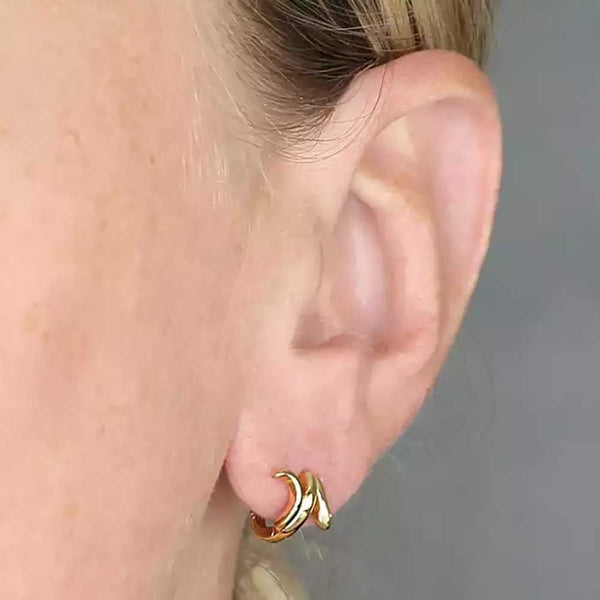 Francis & Gaye Gold Plated Sterling Silver Snake Hinged Hoops