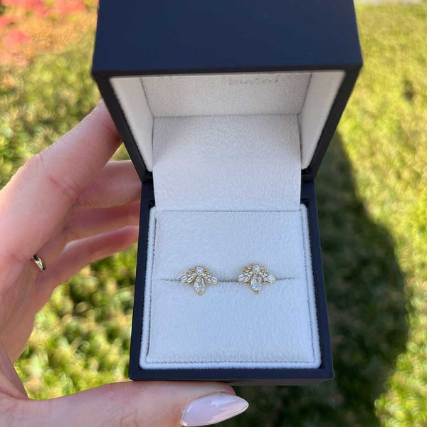 Francis & Gaye Gold Plated White Enamel Bee Earring Studs