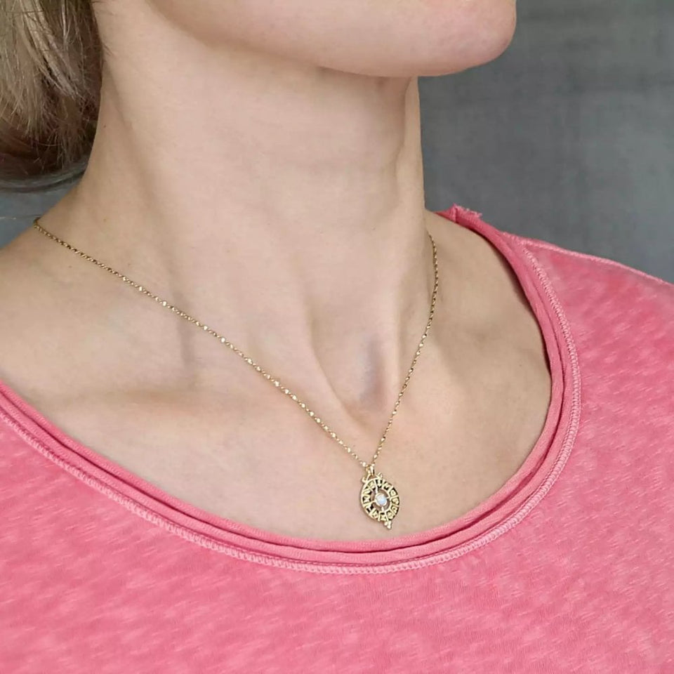 Francis & Gaye Gold Plated Zodiac Opal Disc Necklace