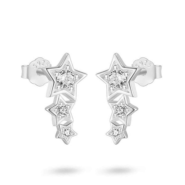 Francis & Gaye Lades Silver Three Star Ear Climbers