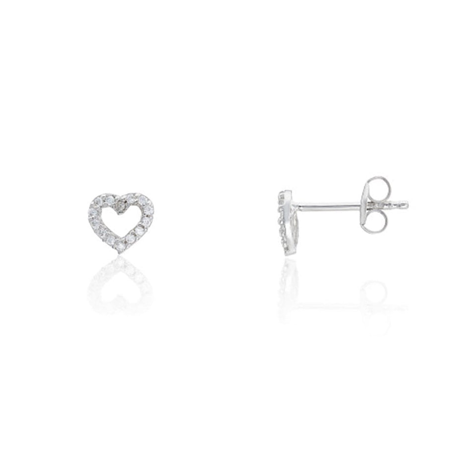 Francis & Gaye Ladies 9ct White Gold Open Heart Earring Studs