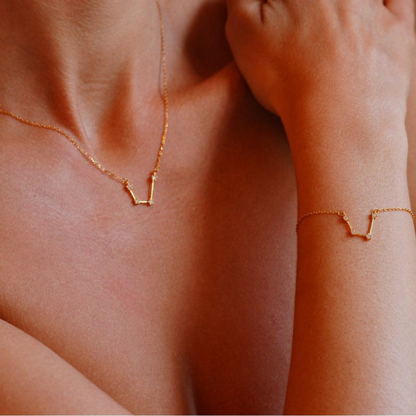 Francis & Gaye Ladies Gold Plated Aquarius Zodiac Constellation Necklace