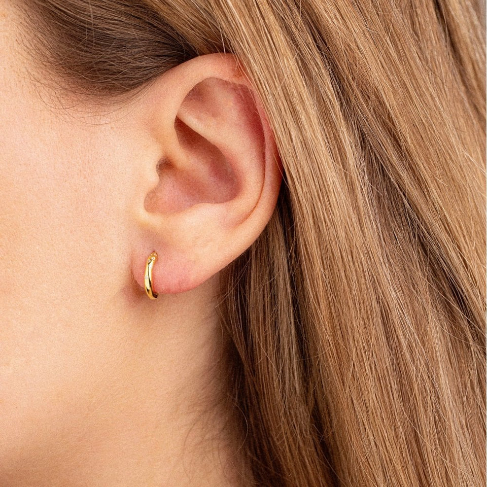 Francis & Gaye Ladies Gold Plated Cosmic Huggie Hoops
