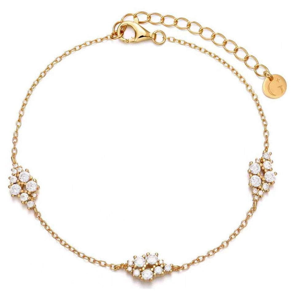 Francis & Gaye Ladies Gold Plated Crystal Cluster Station Bracelet