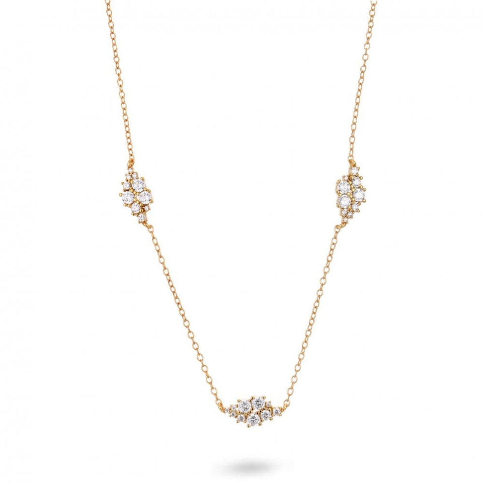 Francis & Gaye Ladies Gold Plated Crystal Cluster Station Necklace