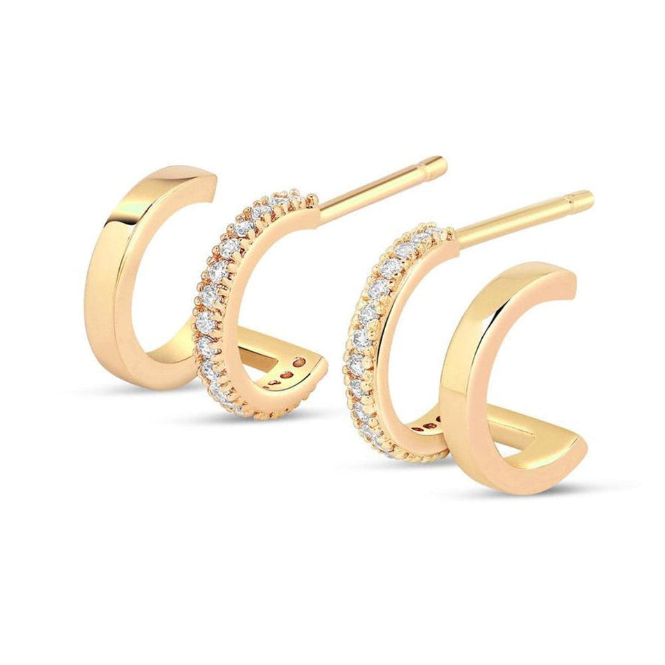 Francis & Gaye Ladies Gold Plated Double Hoop Illusion Earrings