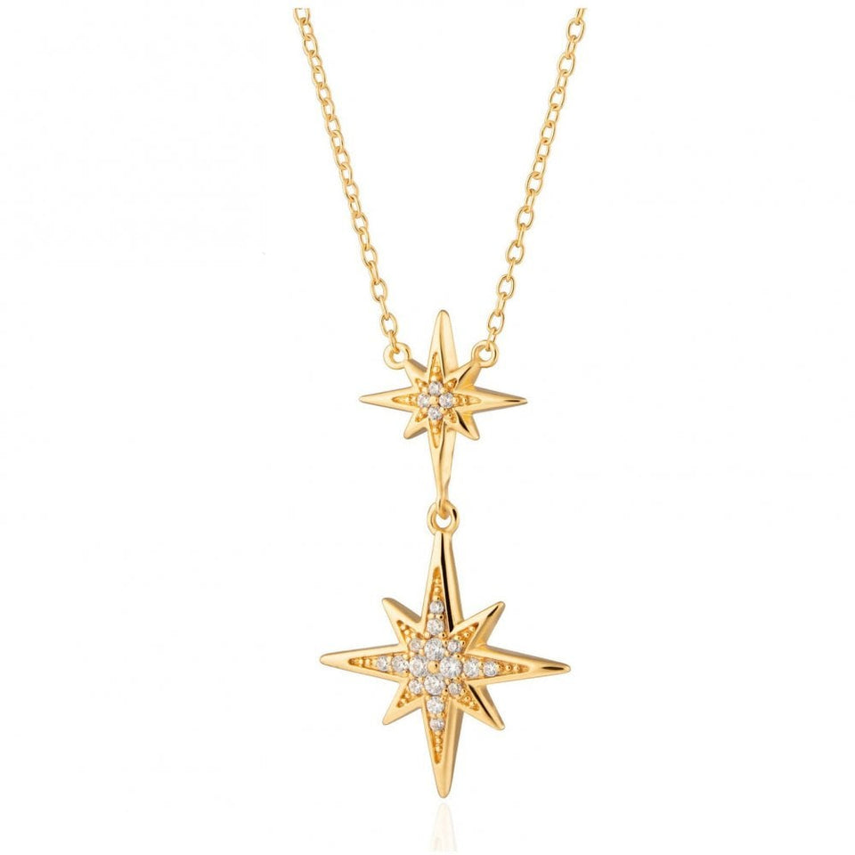 Francis & Gaye Ladies Gold Plated Double Starburst Necklace