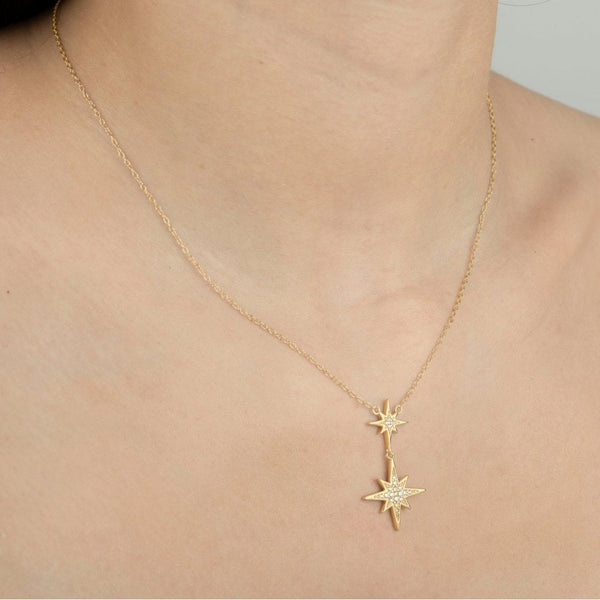 Francis & Gaye Ladies Gold Plated Double Starburst Necklace