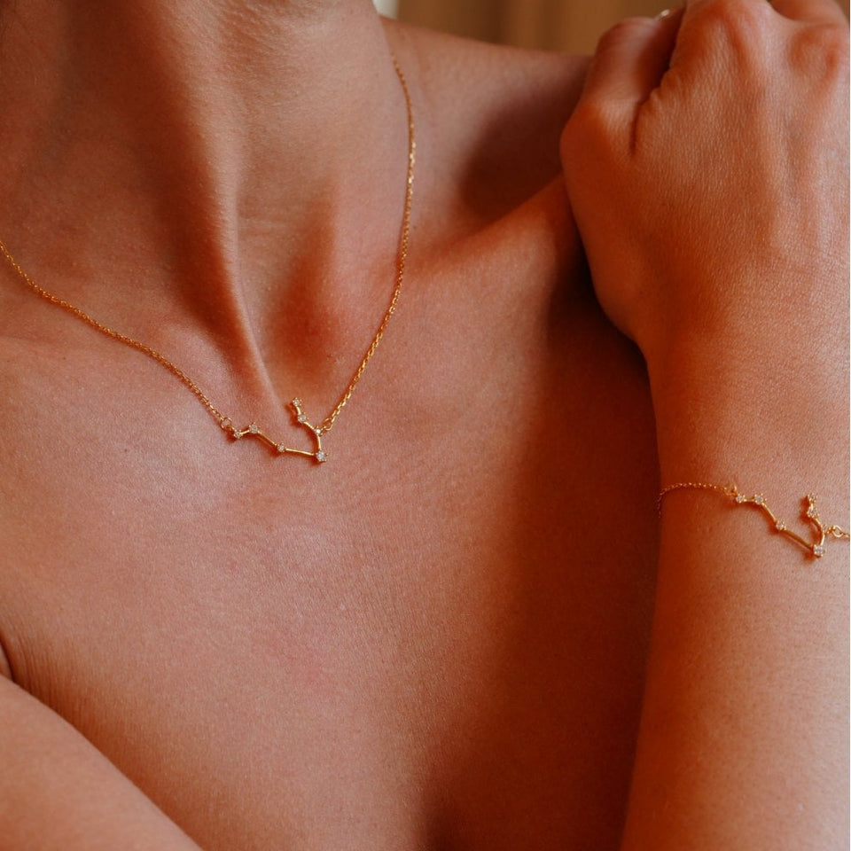 Francis & Gaye Ladies Gold Plated Gemini Zodiac Constellation Necklace