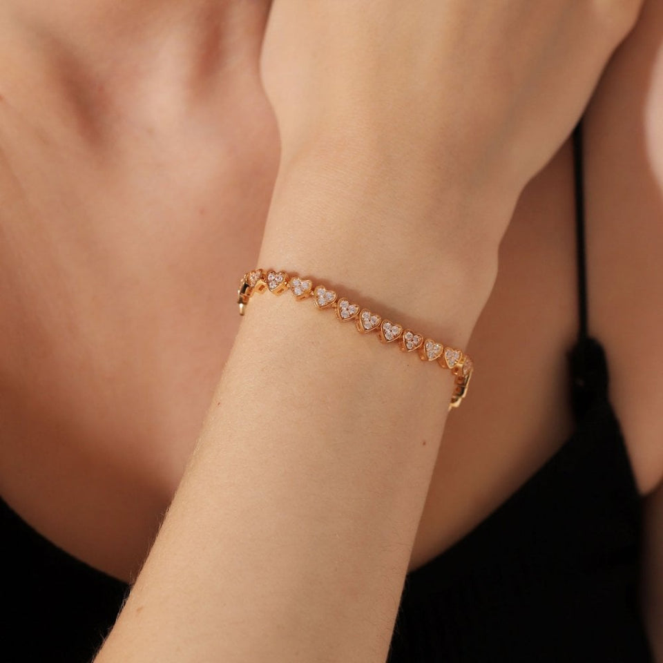Francis & Gaye Ladies Gold Plated Heart Slider Bracelet