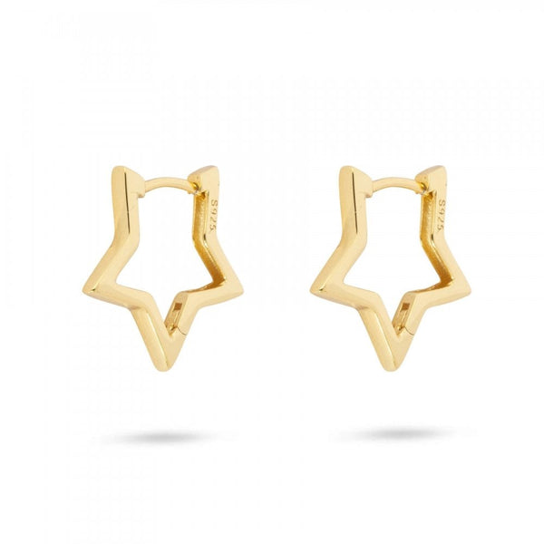 Francis & Gaye Ladies Gold Plated Hollow Star Hoops