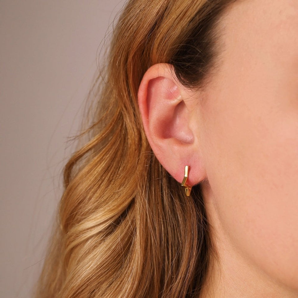 Francis & Gaye Ladies Gold Plated Hollow Star Hoops