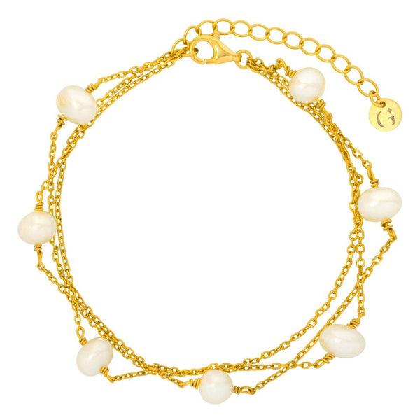 Francis & Gaye Ladies Gold Plated Layered Pearl Satellite Bracelet