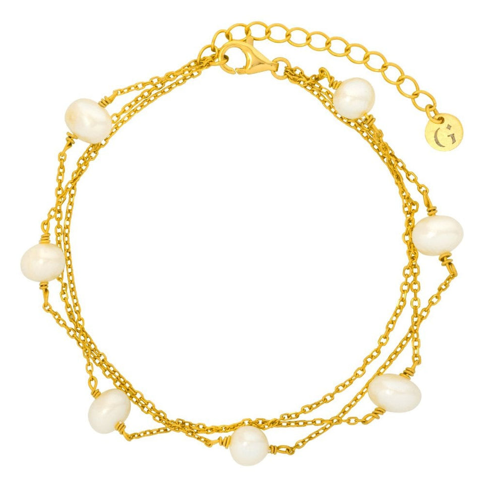 Francis & Gaye Ladies Gold Plated Layered Pearl Satellite Bracelet