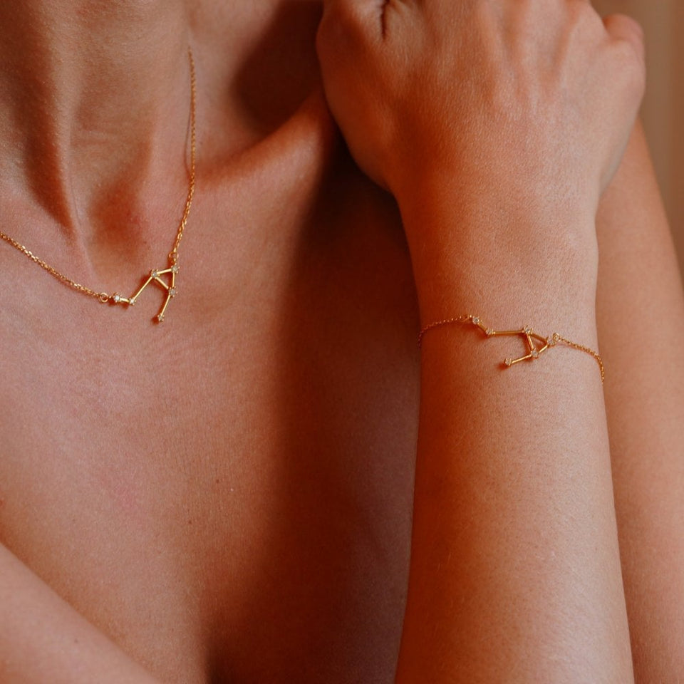 Francis & Gaye Ladies Gold Plated Libra Zodiac Constellation Necklace