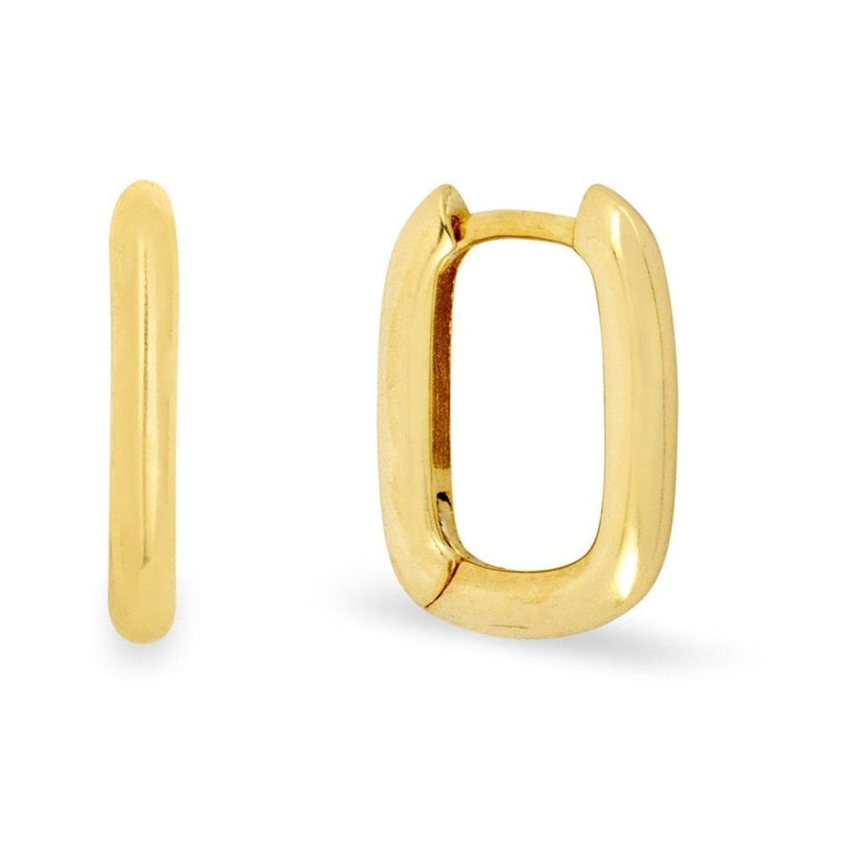 Francis & Gaye Ladies Gold Plated Mini Squared Oval Hoops