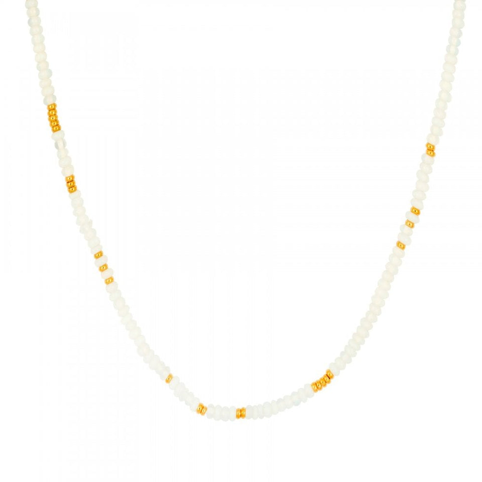 Francis & Gaye Ladies Gold Plated Moonstone Beaded Necklace