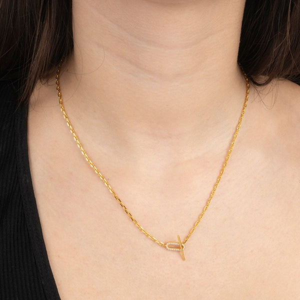 Francis & Gaye Ladies Gold Plated Paperclip Toggle Necklace