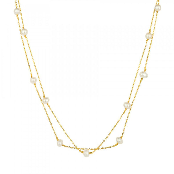 Francis & Gaye Ladies Gold Plated Pearl Satellite Necklace