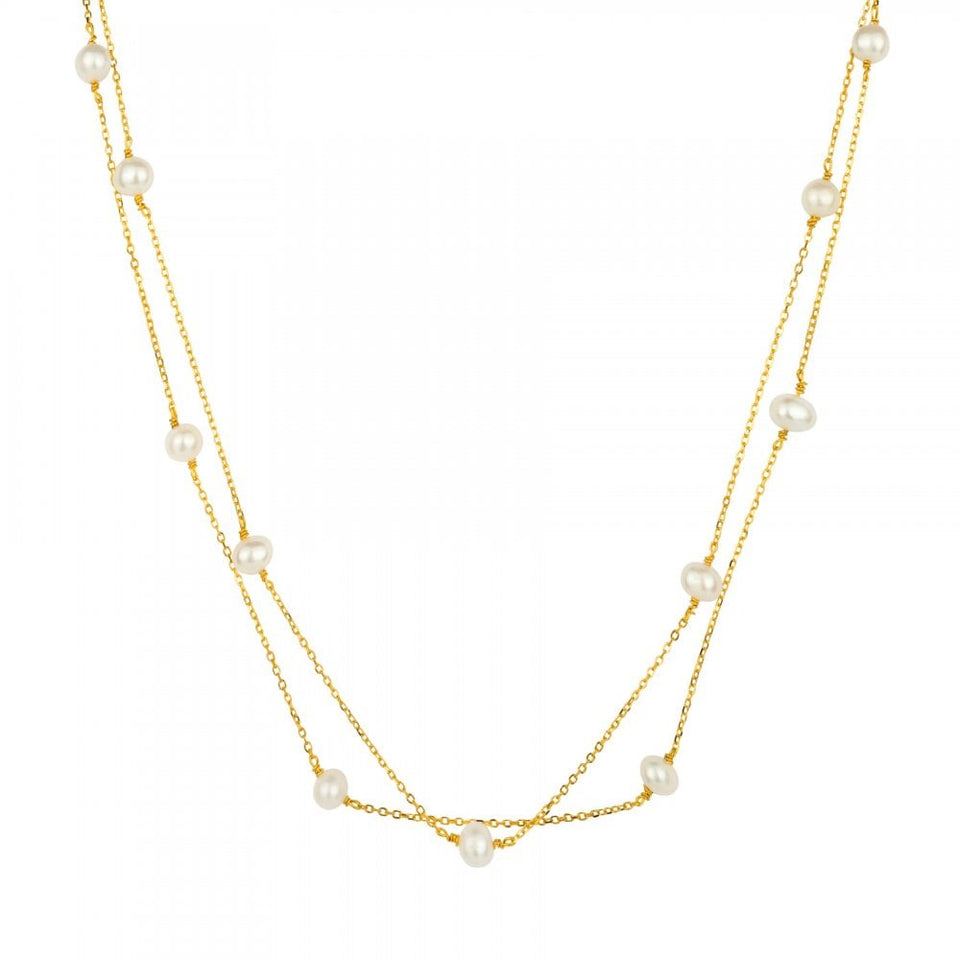 Francis & Gaye Ladies Gold Plated Pearl Satellite Necklace
