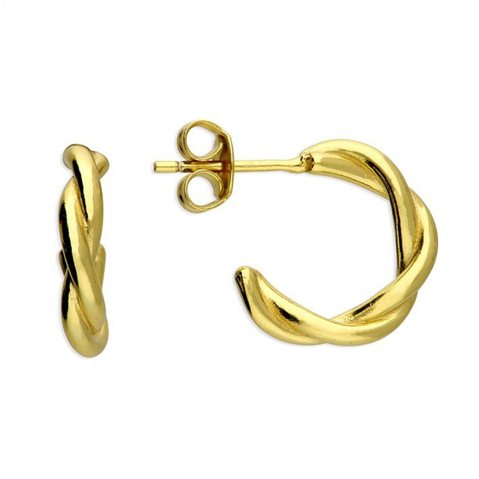 Francis & Gaye Ladies Gold Plated Silver Twisted Hoop Earrings