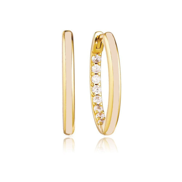 Francis & Gaye Ladies Gold Plated Small Nude Enamel Hoop Earrings