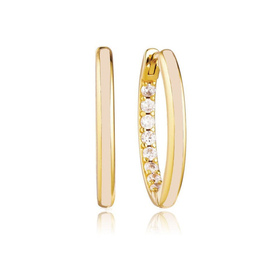 Francis & Gaye Ladies Gold Plated Small Nude Enamel Hoop Earrings