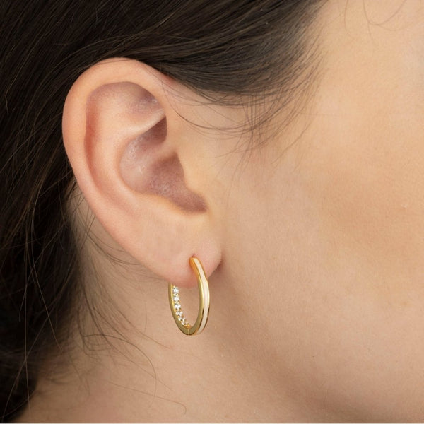 Francis & Gaye Ladies Gold Plated Small Nude Enamel Hoop Earrings