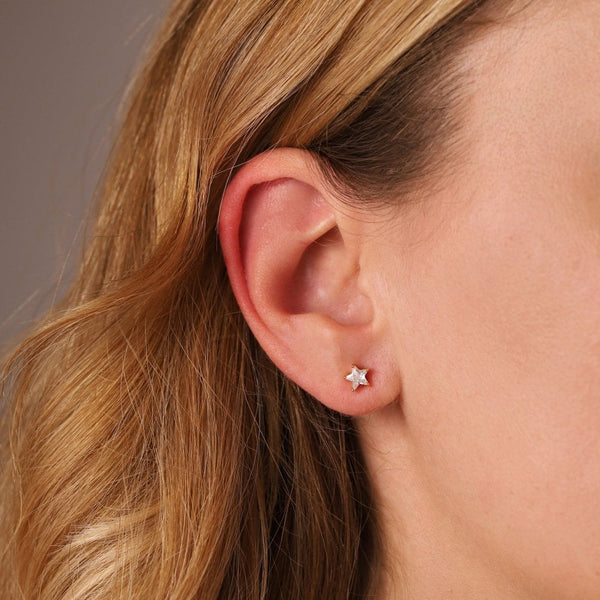 Francis & Gaye Ladies Gold Plated Stone Set Star Earrings