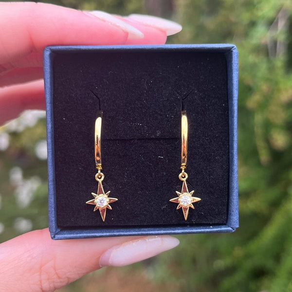 Francis & Gaye Ladies Gold Plated Sun Dangle Earring Hoops
