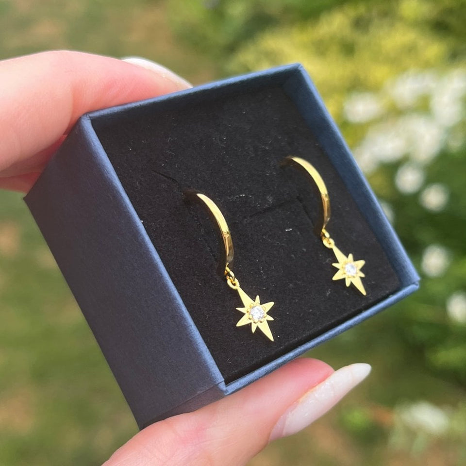 Francis & Gaye Ladies Gold Plated Sun Dangle Earring Hoops