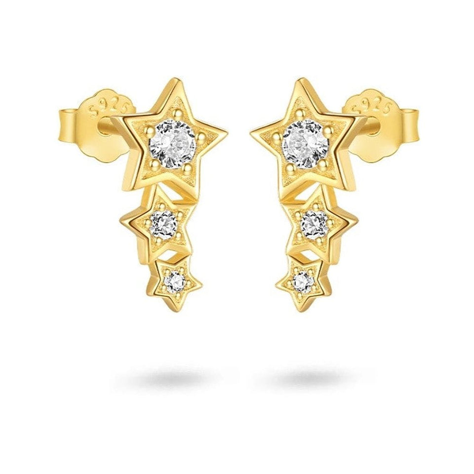 Francis & Gaye Ladies Gold Plated Three Star Ear Climbers