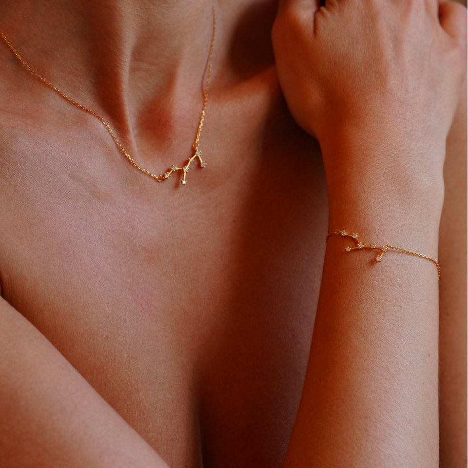 Francis & Gaye Ladies Gold Plated Virgo Zodiac Constellation Necklace