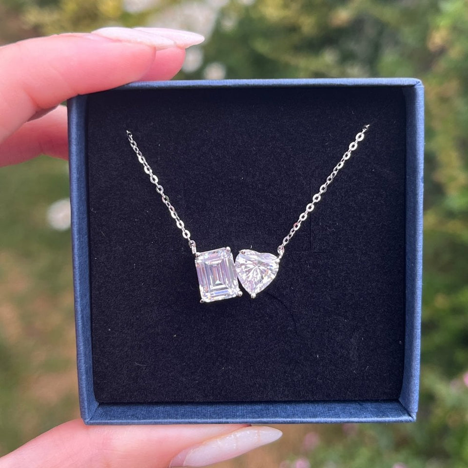 Francis & Gaye Ladies Heart & Baguette Toi et Moi Necklace