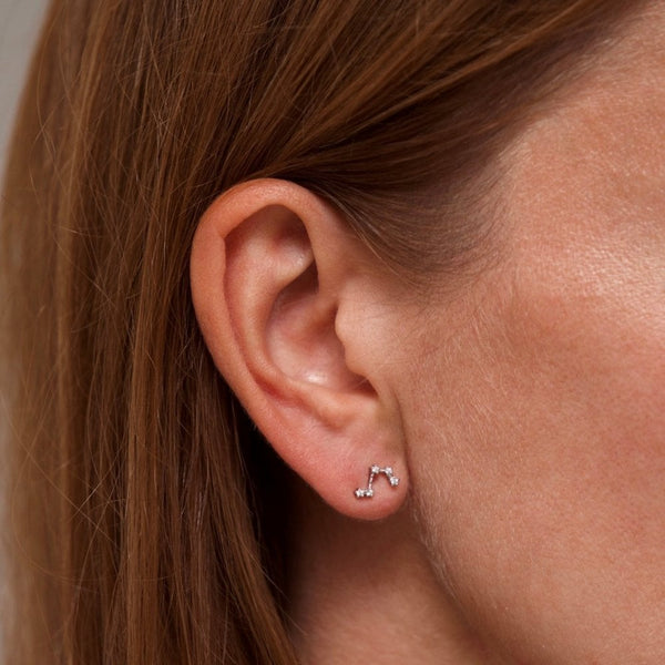 Francis & Gaye Ladies Silver Aries Zodiac Constellation Earrings