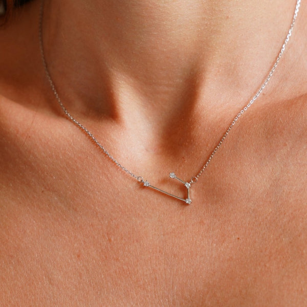 Francis & Gaye Ladies Silver Aries Zodiac Constellation Necklace
