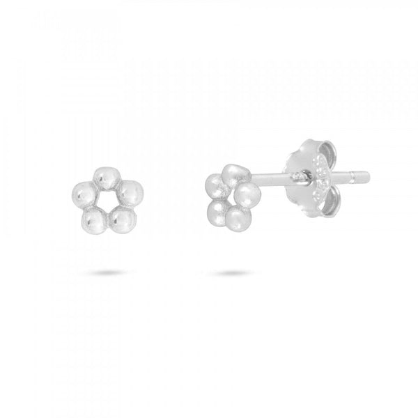 Francis & Gaye Ladies Silver Beaded Circle Stud Earrings