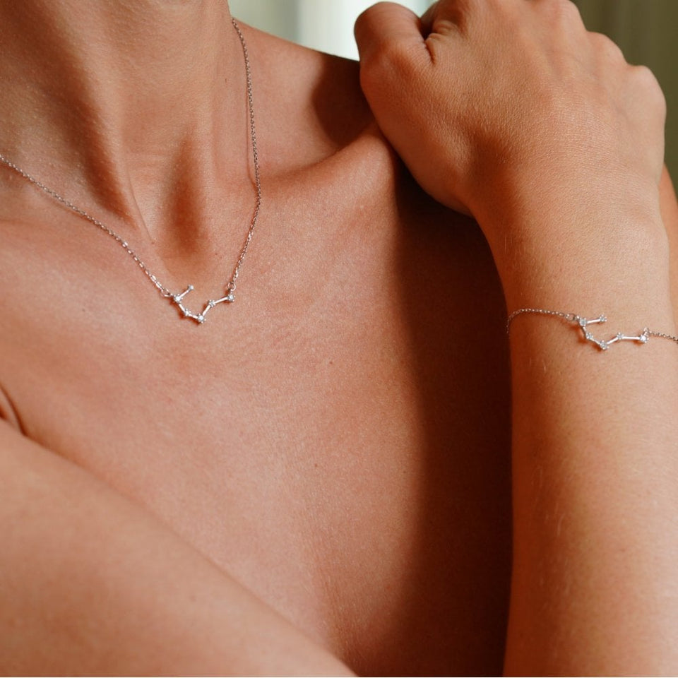 Francis & Gaye Ladies Silver Cancer Zodiac Constellation Necklace