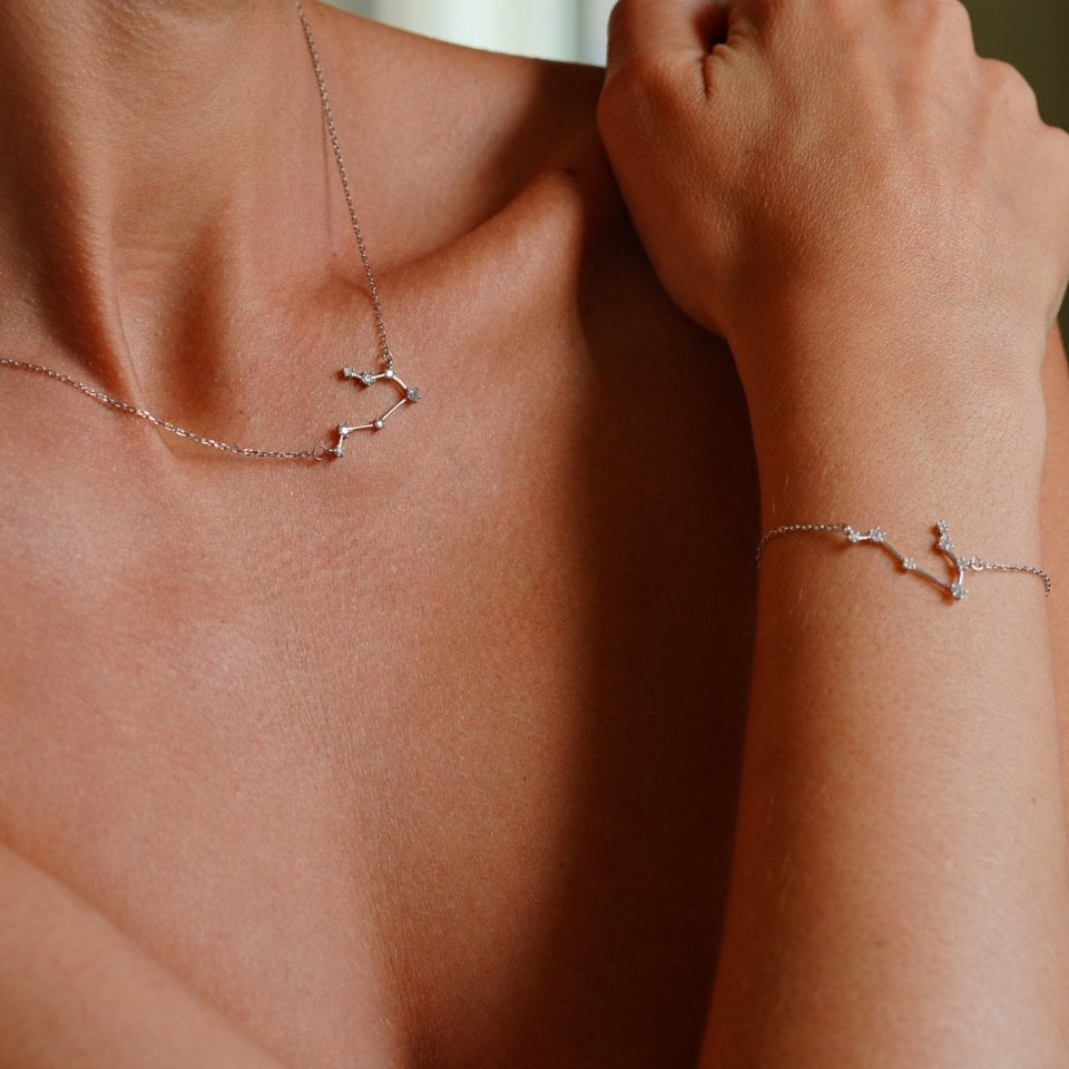Francis & Gaye Ladies Silver Gemini Zodiac Constellation Necklace
