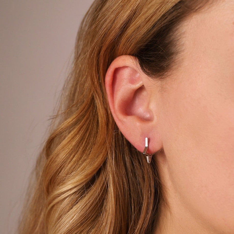Francis & Gaye Ladies Silver Hollow Star Hoops