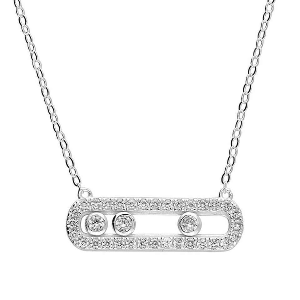 Francis & Gaye Ladies Silver Kinetic Rectangular Necklace