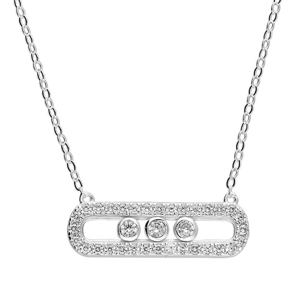 Francis & Gaye Ladies Silver Kinetic Rectangular Necklace