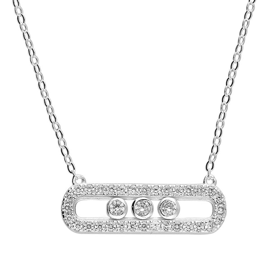 Francis & Gaye Ladies Silver Kinetic Rectangular Necklace