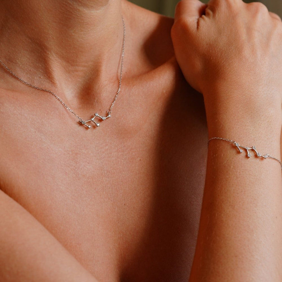 Francis & Gaye Ladies Silver Leo Zodiac Constellation Necklace