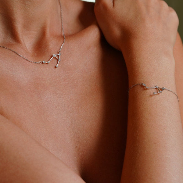 Francis & Gaye Ladies Silver Libra Zodiac Constellation Necklace